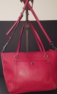 Coach Payton Leather Pocket Tote Magenta